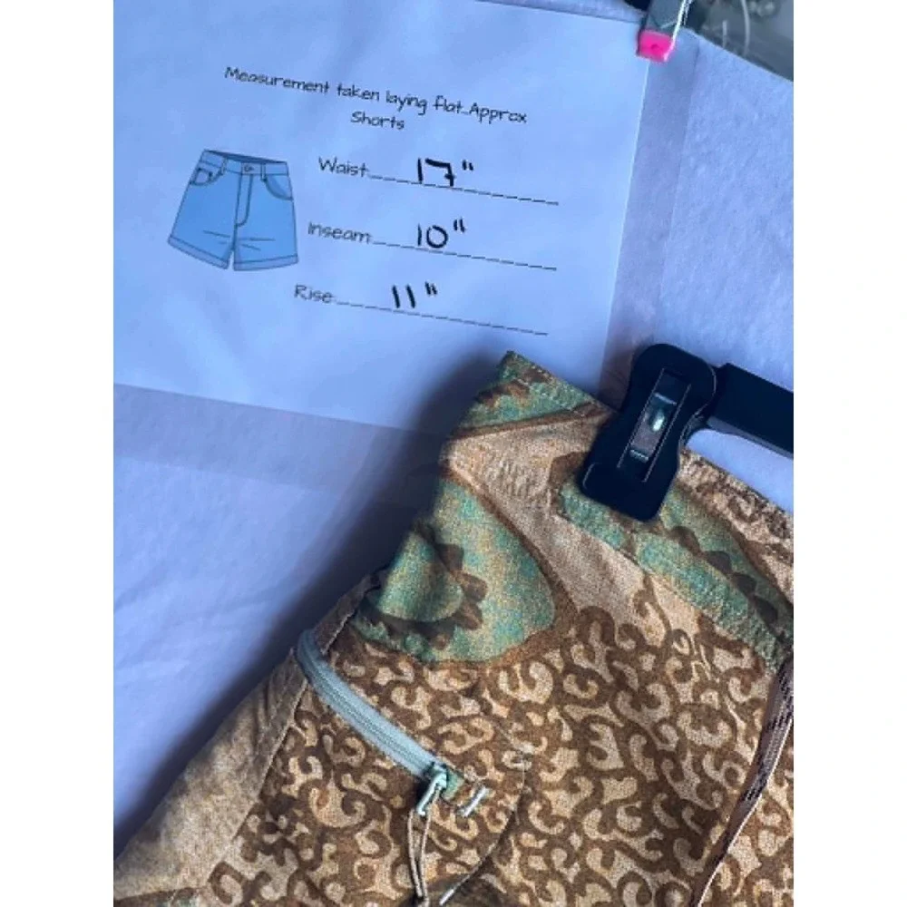 Patagonia‎ Mens Board Shorts Floral Print Tan/Teal Swim Trunks Size 34